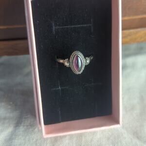 Vintage Sterling Silver Garnet Ring 925 Marquise Cabochon Artisan Jewelry 8.5